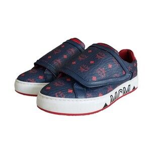 $625 MCM Women's Blue Monogram Visetos Coated Canvas Low-top Sneaker MES9ADA01VS